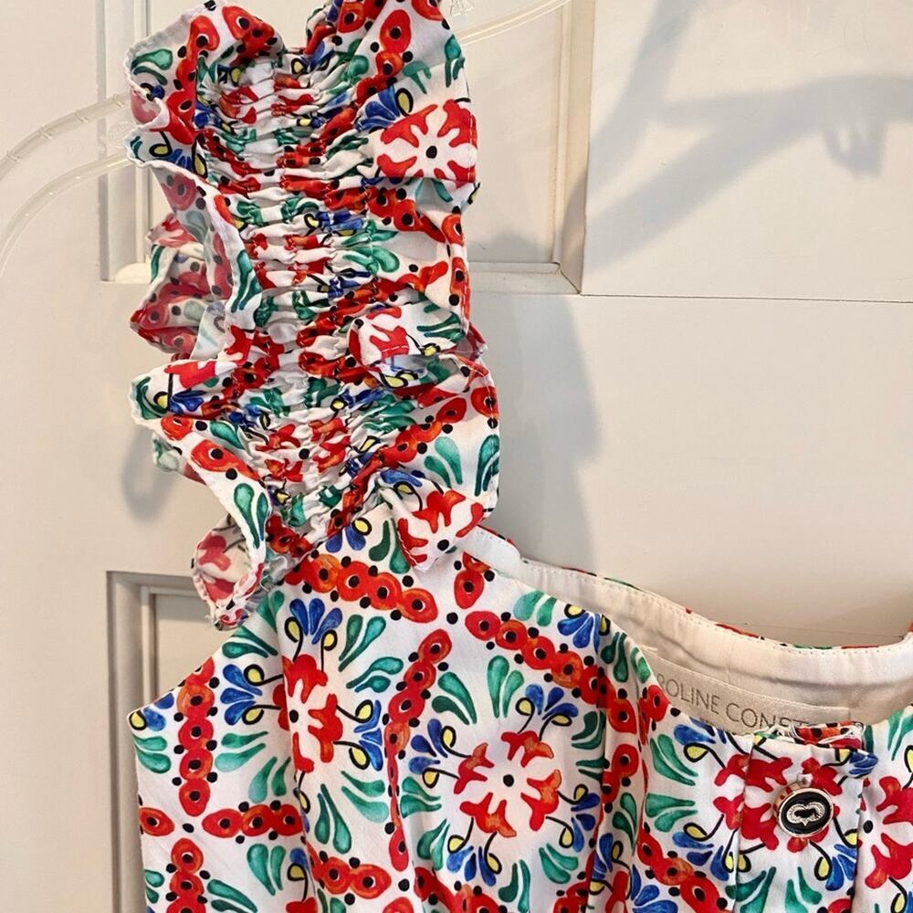 Caroline Constas Maria Square Neck Tiered Ruffle Off Shoulder Mini Dress Resort - Picture 12 of 16